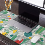 Dynamic and modern geometric design desk mat<br><div class="desc">This abstract design is a combination of geometric shapes, strokes and vivid colors that blend harmoniously to create a captivating visual effect and a repetitive, rhythmic pattern. The overall image exudes a sense of movement and dynamism. This design is perfect for people who love abstract art, bright colors and patterns...</div>