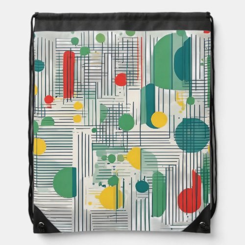 Dynamic and modern geometric design drawstring bag