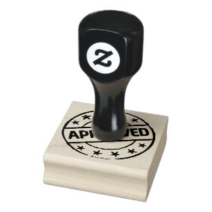 Dynamic APPROVED Logo Printed Wood Art Fuchsia Ink Rubber Stamp