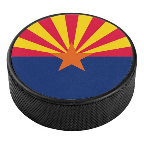 Dynamic Arizona State Flag Graphic on a Hockey Puck