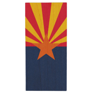 Dynamic Arizona State Flag Graphic on a Wood USB Flash Drive