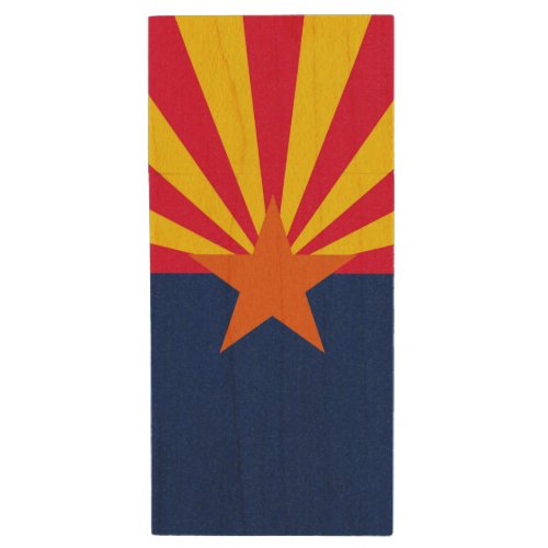 Dynamic Arizona State Flag Graphic on a Wood USB Flash Drive
