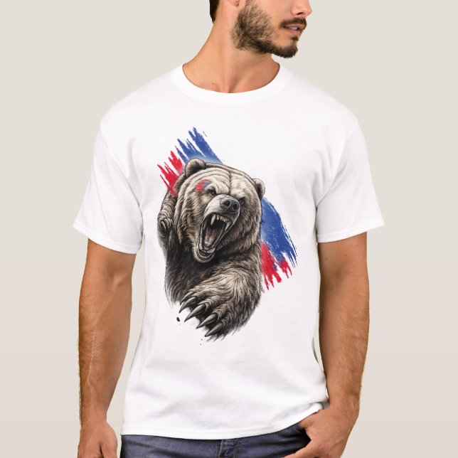 Dynamic Bear Paint Splash – Artistic Wildlife Desi T-Shirt (Front)