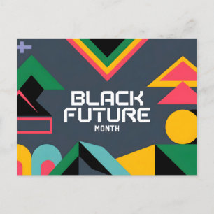 Dynamic Black Future Month Abstract Geometric Des Holiday Postcard