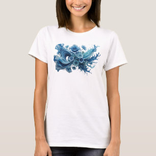Dynamic Blue ABSTRACT ART Artistic Motif T-Shirt