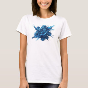 Dynamic Blue Abstract Cubes Graphic Tee