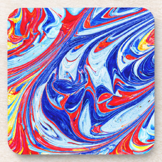 Dynamic Blue Abstract Pattern Design Beverage Coaster (Front)