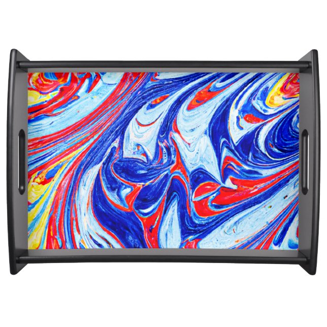 Dynamic Blue Abstract Pattern Design Serving Tray (Front)