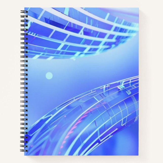 Dynamic Blue and Purple Digital Flow Notebook (Front)