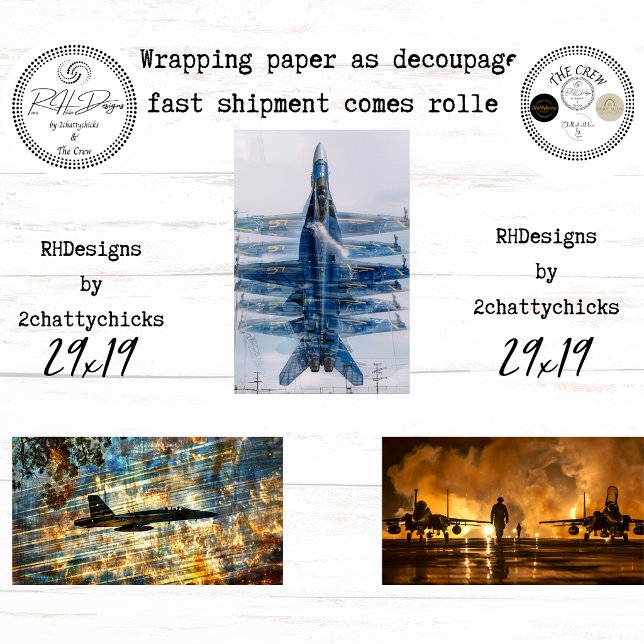 Dynamic Blue Angels Aviation Decoupage  Wrapping Paper Sheets (Creator Uploaded)