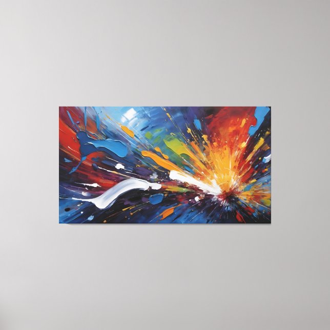 Dynamic Blue Orange Abstract Expressionism Art Canvas Print (Front)