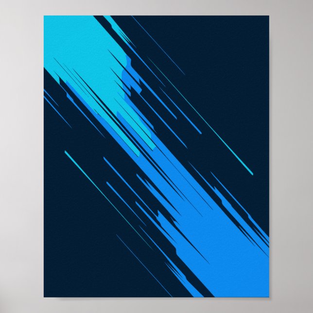 Dynamic Blue Streaks Abstract Background Poster (Front)
