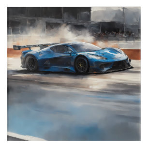 Dynamic Blue Urban Race Scene Acrylic Print