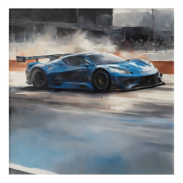 Dynamic Blue Urban Race Scene  Acrylic Print (Front)