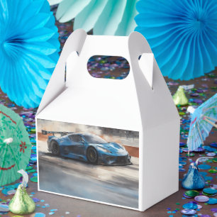 Dynamic Blue Urban Race Scene Favor Boxes