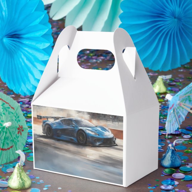 Dynamic Blue Urban Race Scene Favor Boxes (Party)