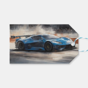 Dynamic Blue Urban Race Scene Gift Tags