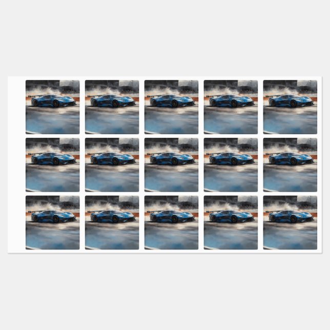 Dynamic Blue Urban Race Scene Labels (Sheet)
