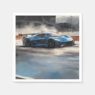 Dynamic Blue Urban Race Scene Napkins