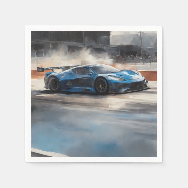 Dynamic Blue Urban Race Scene Napkins (Front)