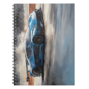 Dynamic Blue Urban Race Scene Notebook
