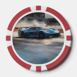 Dynamic Blue Urban Race Scene Poker Chips
