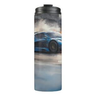 Dynamic Blue Urban Race Scene Thermal Tumbler