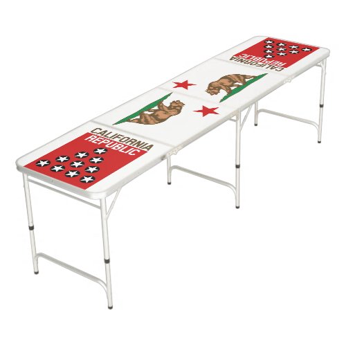Dynamic California State Flag Graphic on a Beer Pong Table