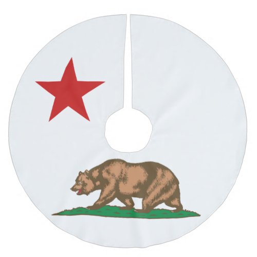 Dynamic California State Flag Graphic on a Brushed Polyester Tree Skirt