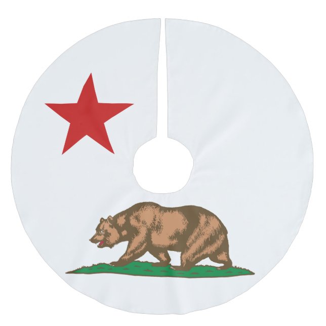 Dynamic California State Flag Graphic on a Brushed Polyester Tree Skirt (Front)