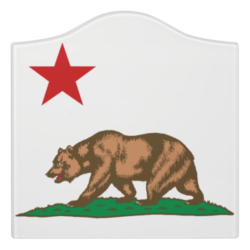 Dynamic California State Flag Graphic on a Door Sign