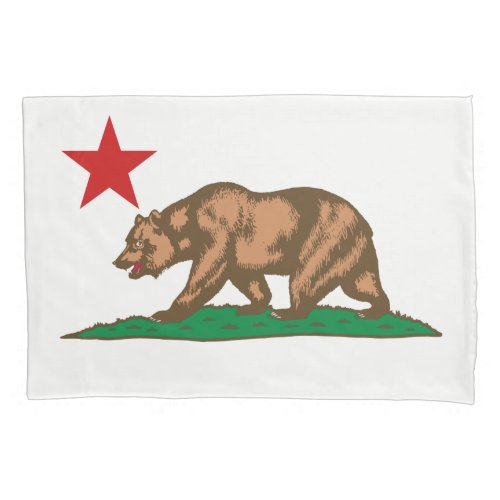 Dynamic California State Flag Graphic on a Pillowcase