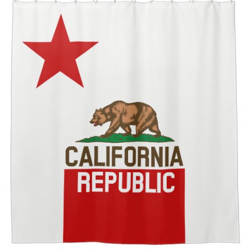 Dynamic California State Flag Graphic on a Shower Curtain