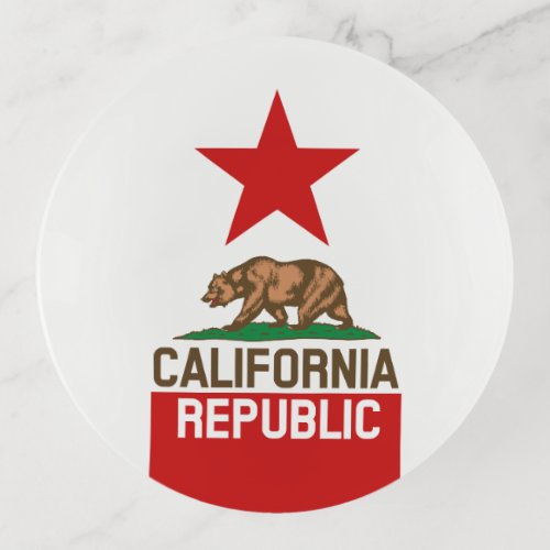 Dynamic California State Flag Graphic on a Trinket Tray