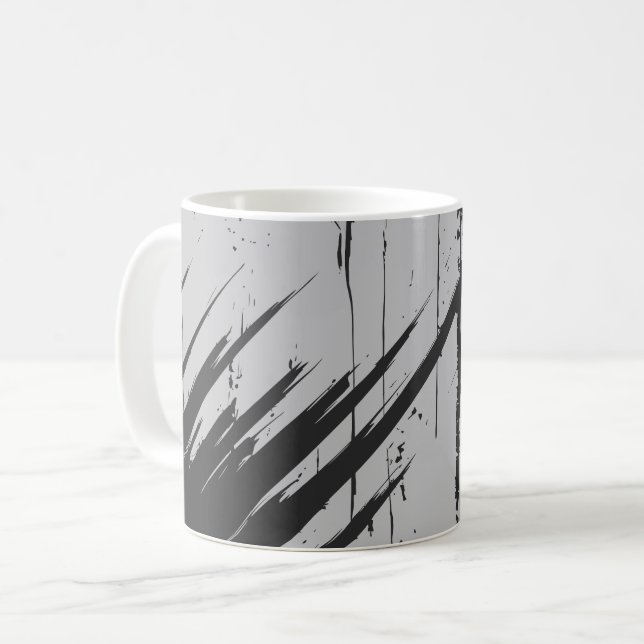 Dynamic Chaos of Black Strokes Coffee Mug (Front Left)