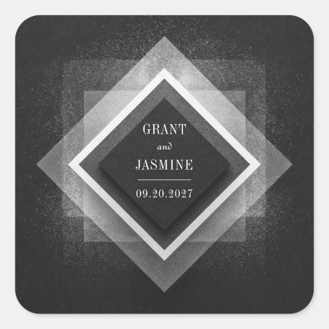 Dynamic Charcoal Glacier Geometric Elegance Square Sticker (Front)
