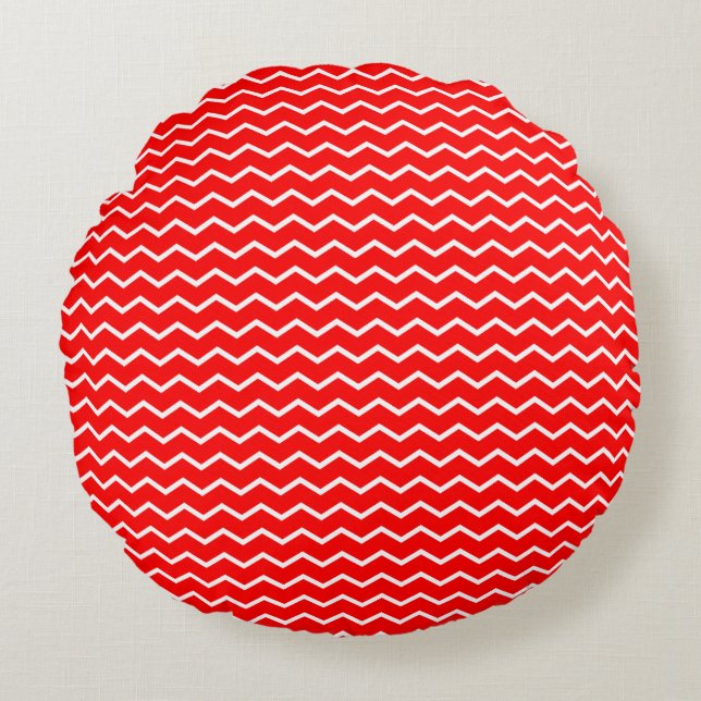 Dynamic Chevron Waves Pattern Round Pillow (Front)