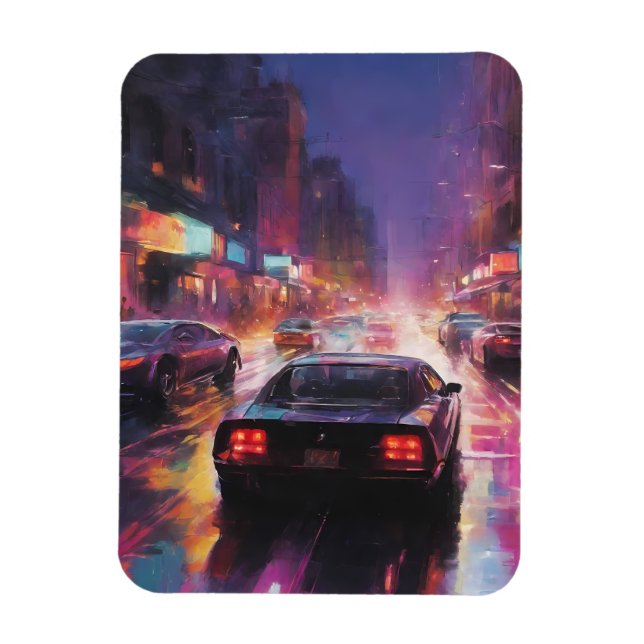 Dynamic Cityscape Racing  Magnet (Vertical)