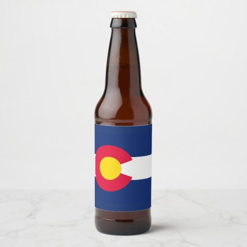 Dynamic Colorado State Flag Graphic on a Beer Bottle Label