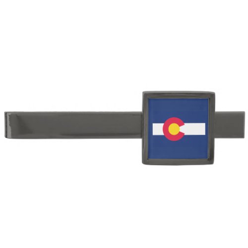 Dynamic Colorado State Flag Graphic on a Gunmetal Finish Tie Bar