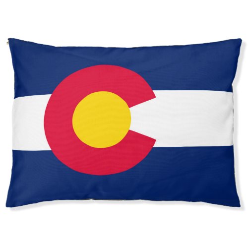 Dynamic Colorado State Flag Graphic on a Pet Bed