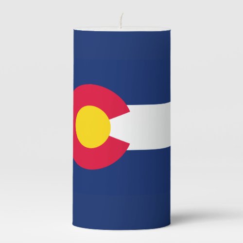 Dynamic Colorado State Flag Graphic on a Pillar Candle