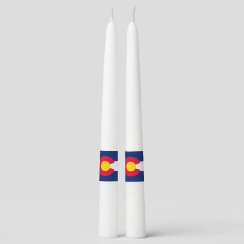 Dynamic Colorado State Flag Graphic on a Taper Candle