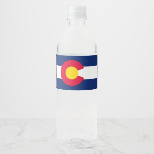 Dynamic Colorado State Flag Graphic on a Water Bottle Label