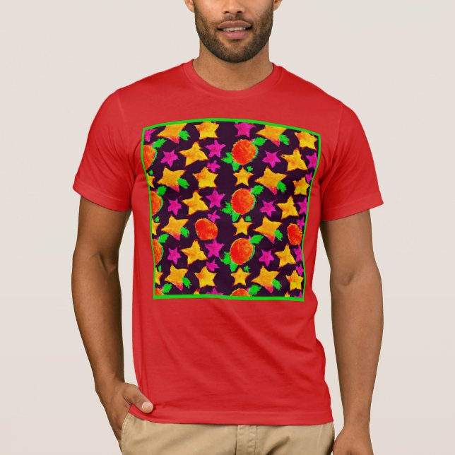 Dynamic Colorful Stars Pattern Art T-Shirt (Front)