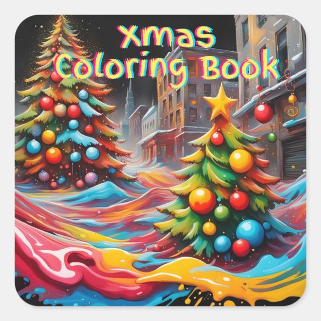 Dynamic Colors Of Christmas Square Sticker (Front)