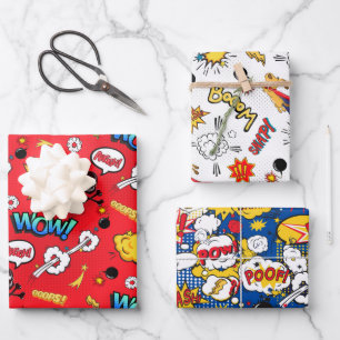 Dynamic Comic Book Pop Art Wrapping Paper Sheets