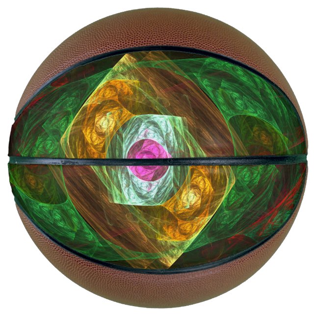 Dynamic Connections Luminous Abstract Fractal Art Basketball (Front)