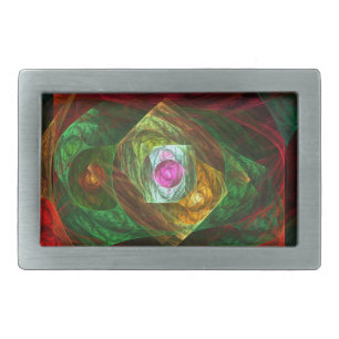 Dynamic Connections Luminous Abstract Fractal Art Belt Buckle