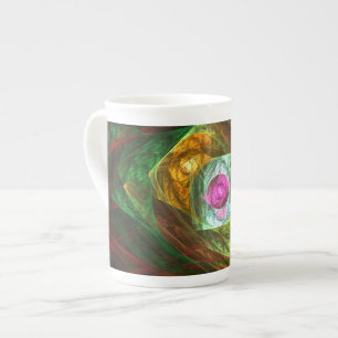 Dynamic Connections Luminous Abstract Fractal Art Bone China Mug
